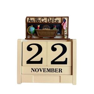 Vintage Wooden Blocks Perpetual Calendar, Teacher Gift, Schoolhouse, ABC’s